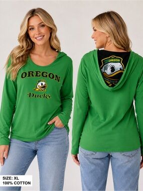 COLOSSEUM Oregon Ducks Hooded Long Sleeve T-Shirt, Size XL